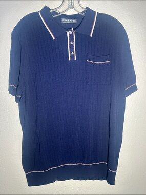 Paul Jones Men's Navy Short-Sleeve Polo with Contrast Trim